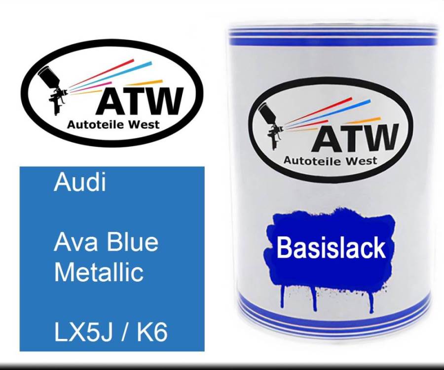 Audi, Ava Blue Metallic, LX5J / K6: 500ml Lackdose, von ATW Autoteile West.